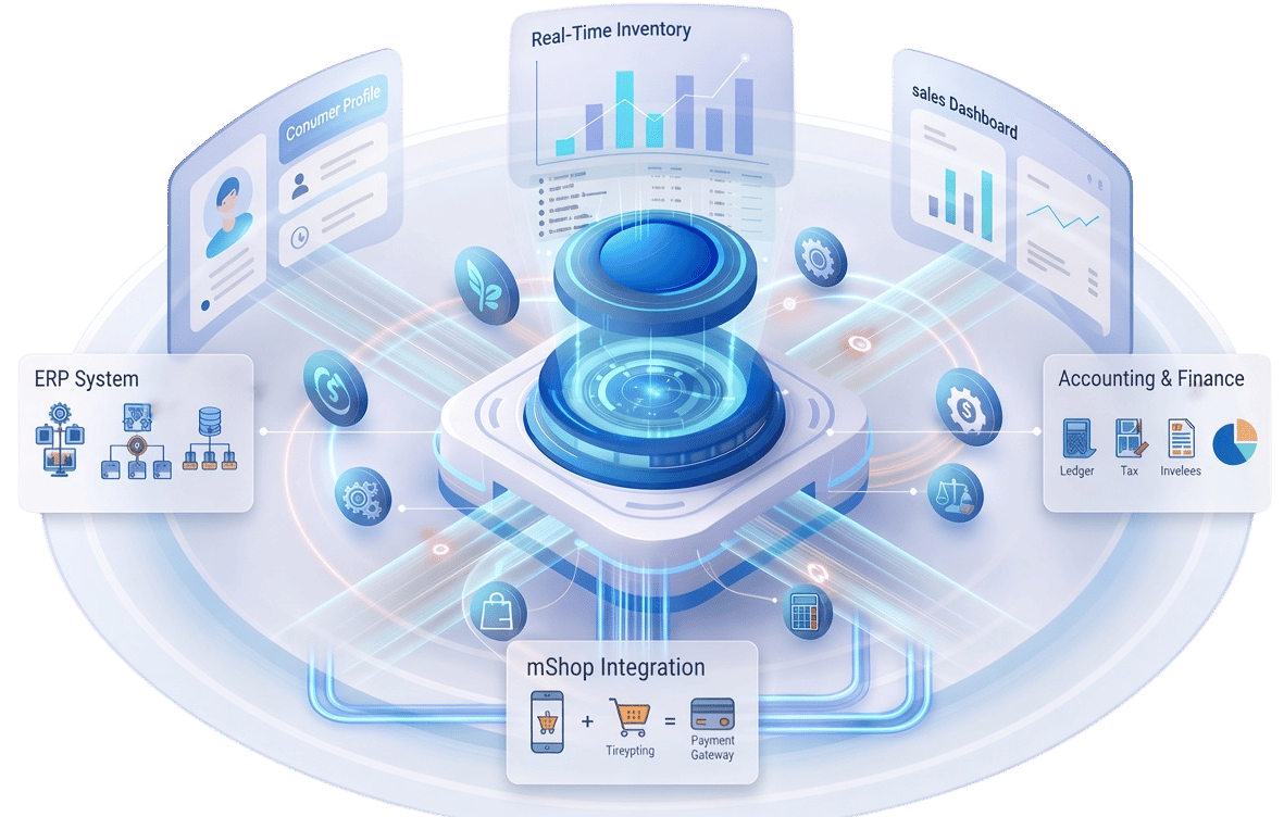 mSales.ai connected with Xero, MYOB, Microsoft Dynamics 365, and Acumatica